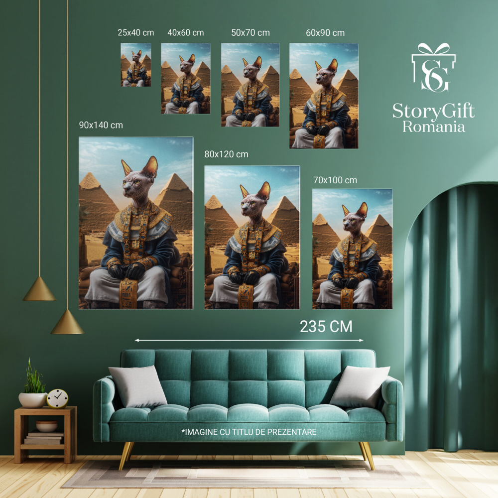 Tablou Canvas Personalizat - Animal în Ținută de Faraon cu Piramide
Marime 40x25CM [6]