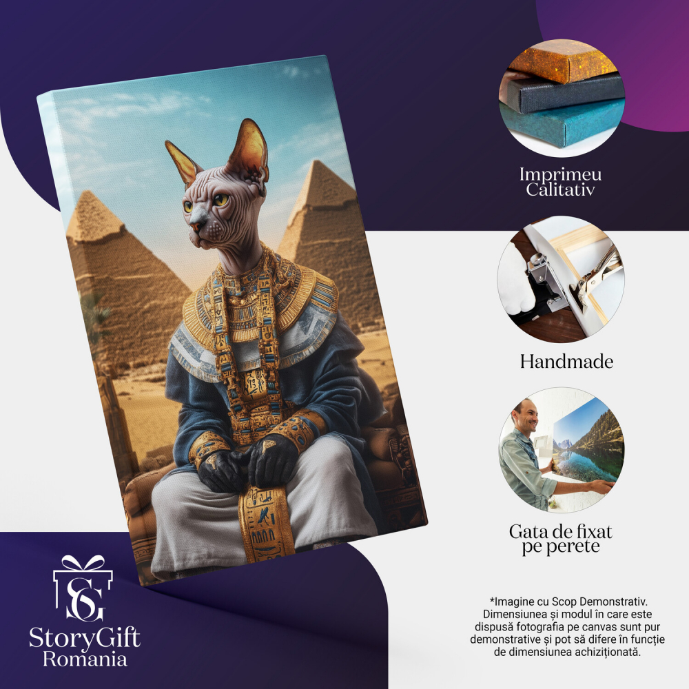 Tablou Canvas Personalizat - Animal în Ținută de Faraon cu Piramide
Marime 40x25CM [4]