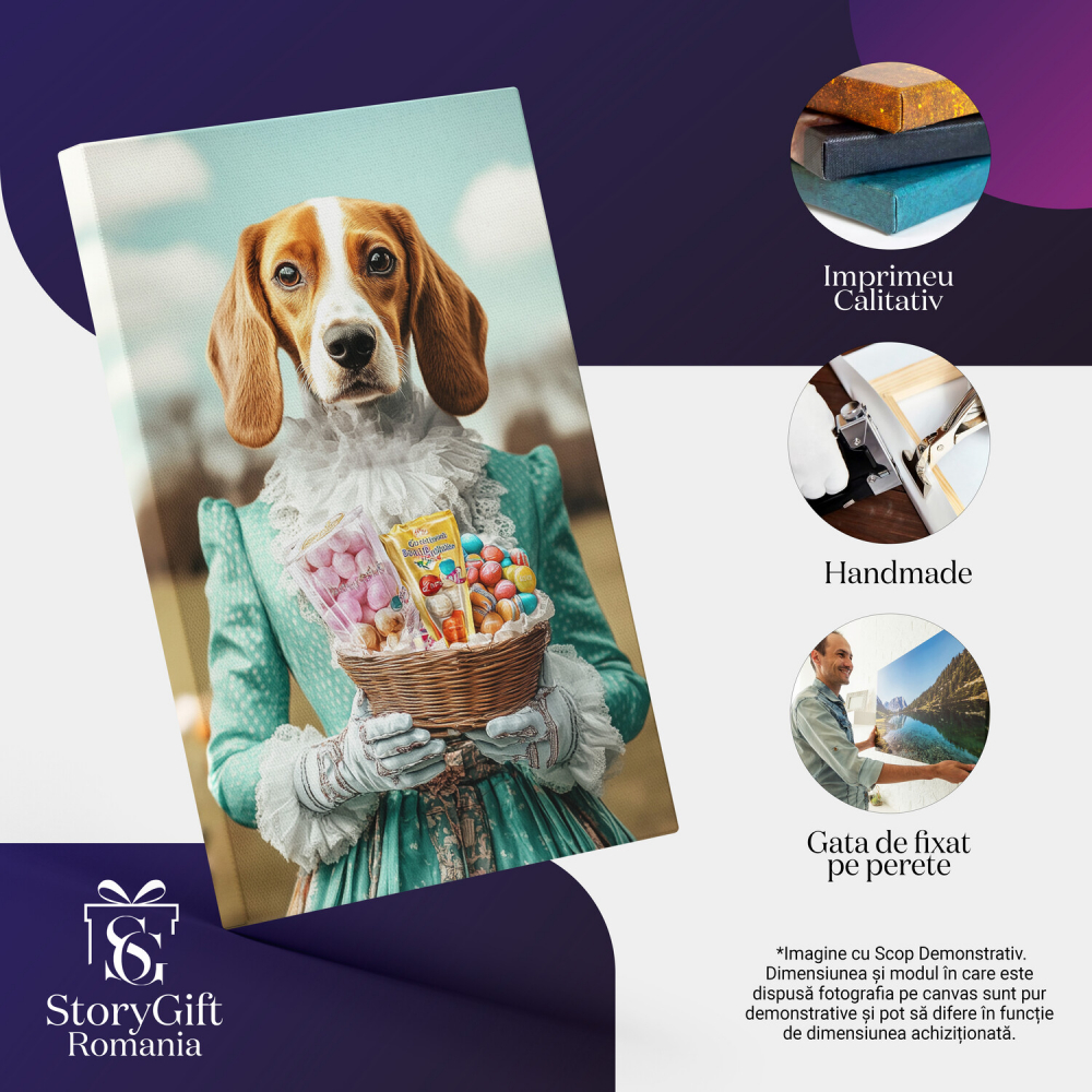  Tablou Canvas Personalizat Aristocrată În Câmp Cu Coș De Ouă PascaleMarime 120x80CM [4]