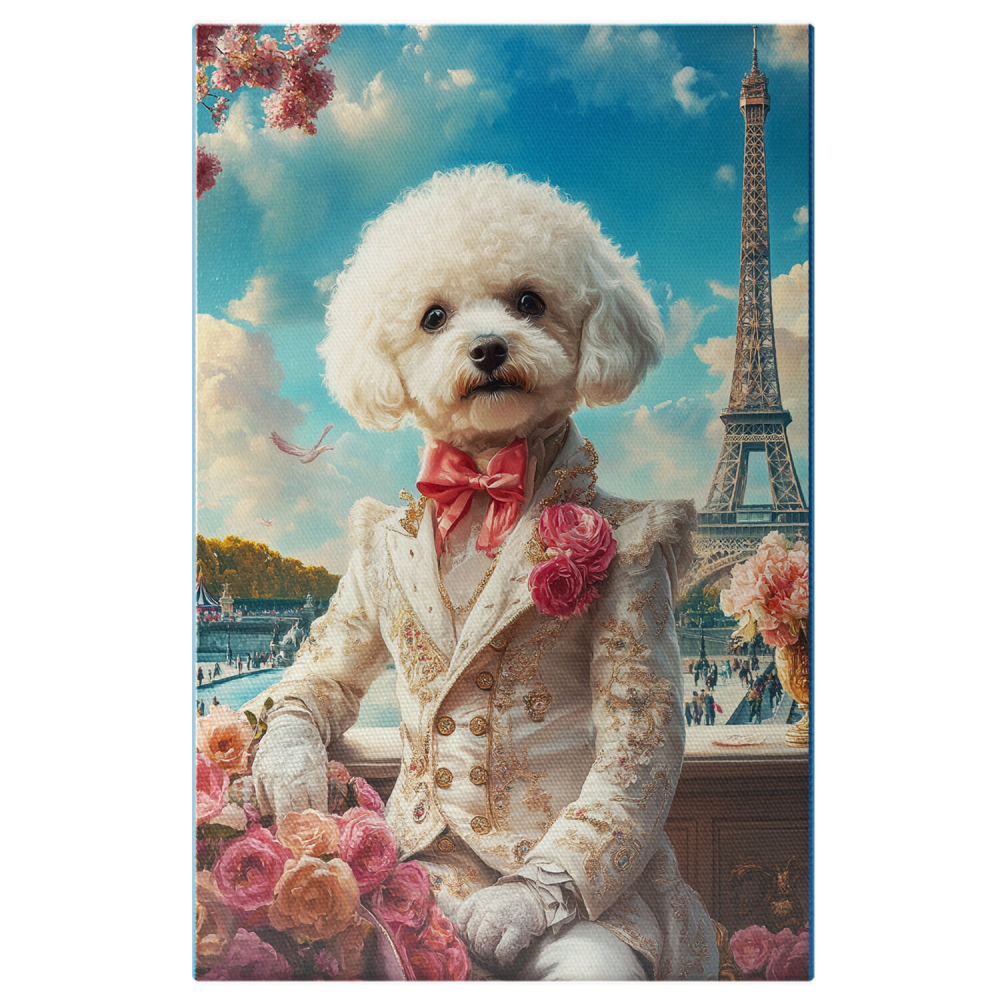 Tablou Canvas Personalizat - Animal Regal cu Papion Roz lângă Turnul Eiffel
Marime 40x25CM [1]