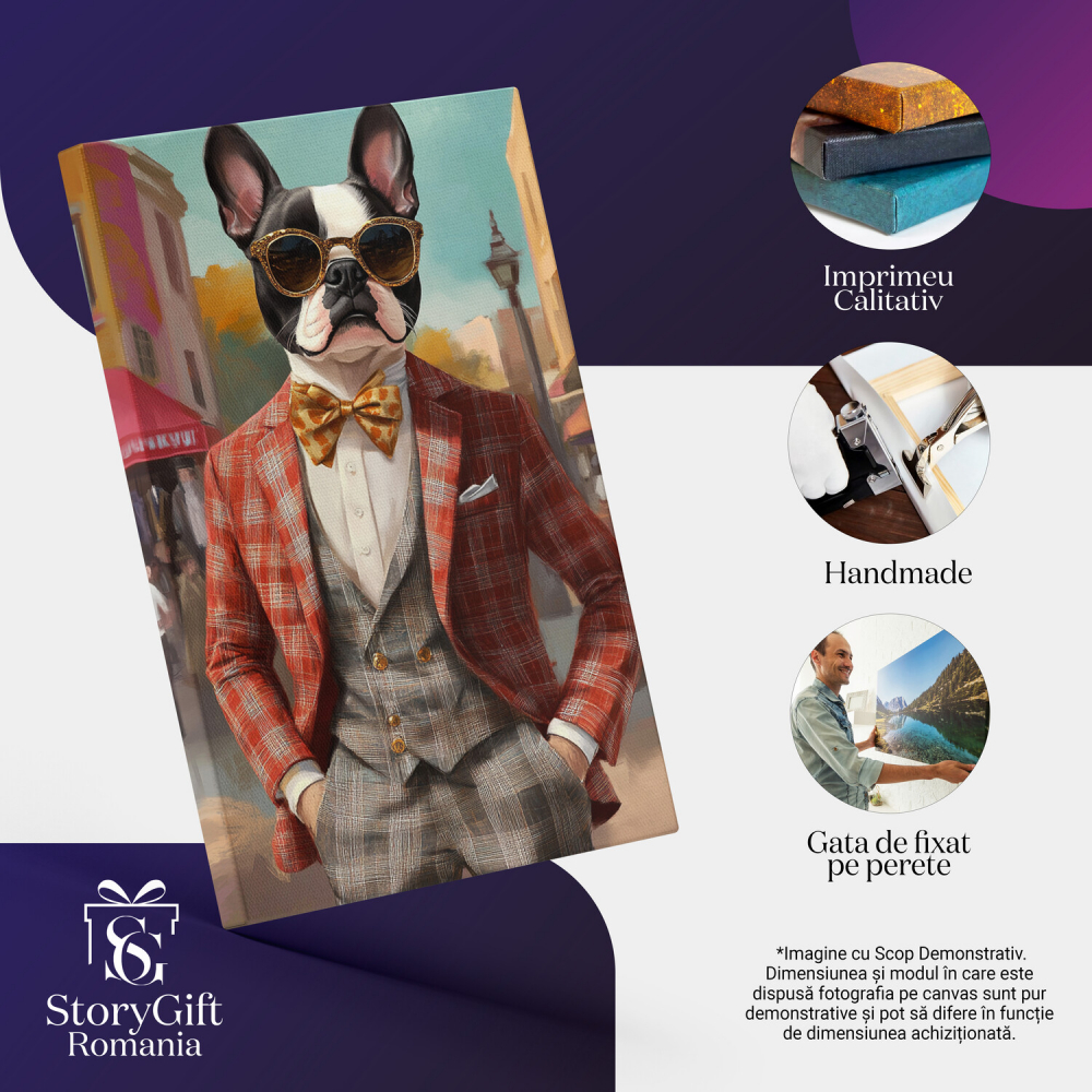  Tablou Canvas Personalizat Ținută Elegantă În Carouri Cu Papion GalbenMarime 140x90CM [4]