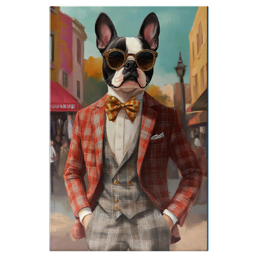  Tablou Canvas Personalizat Ținută Elegantă În Carouri Cu Papion GalbenMarime 140x90CM [1]