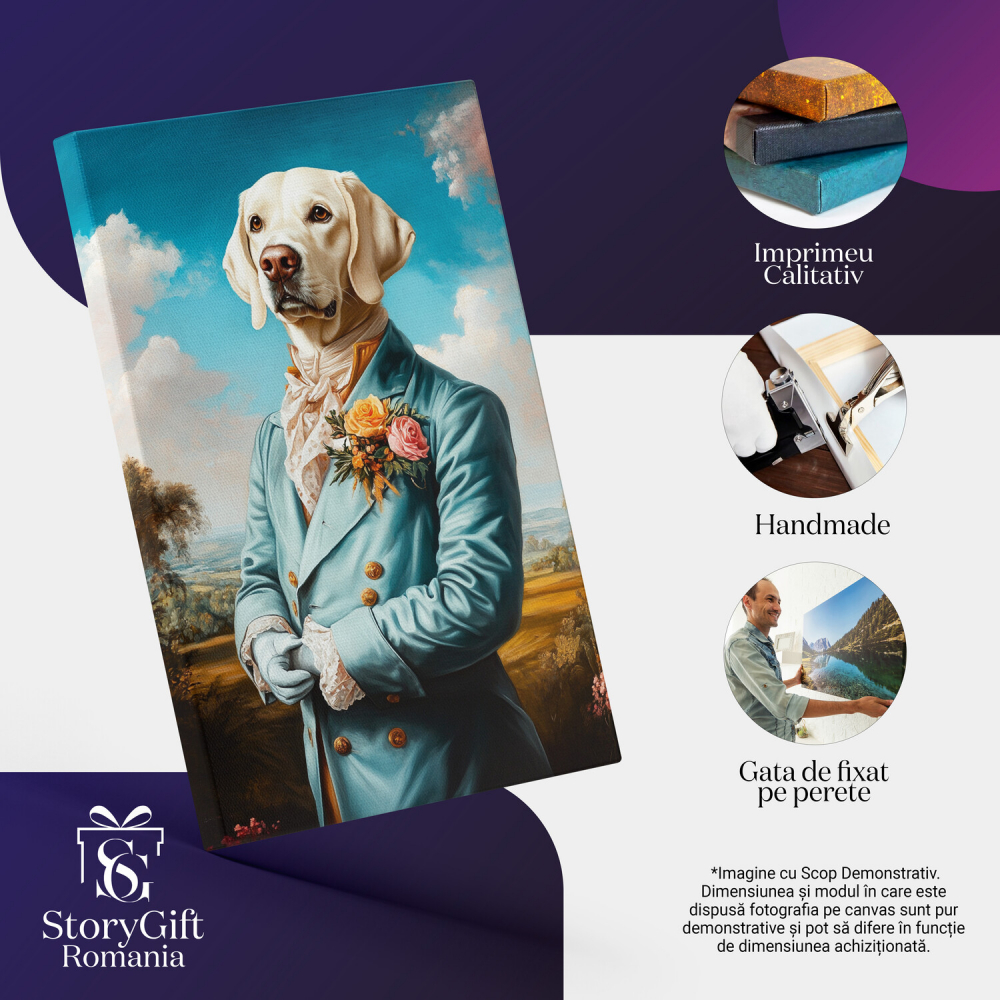  Tablou Canvas Personalizat Ținută Elegantă Masculină Cu Sacou Cyan Și Buchet De FloriMarime 100x70CM [4]