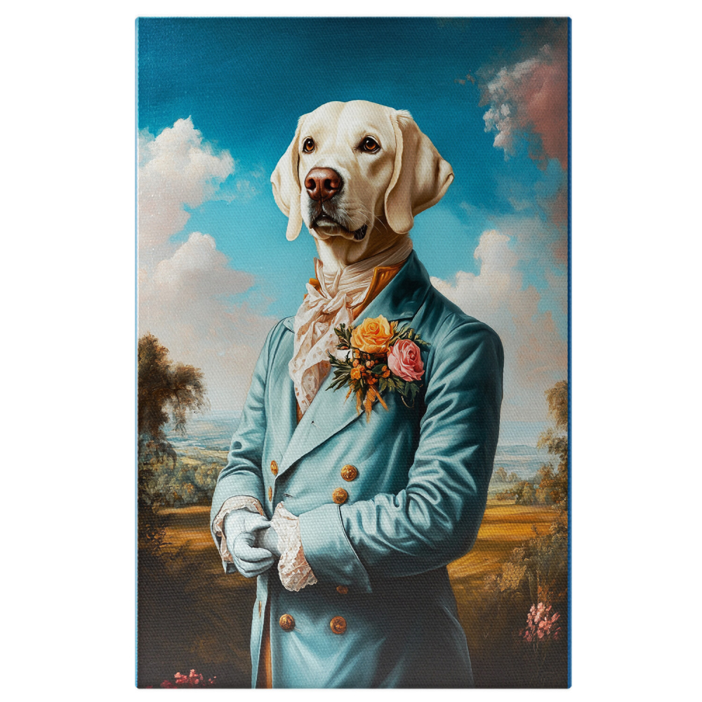  Tablou Canvas Personalizat Ținută Elegantă Masculină Cu Sacou Cyan Și Buchet De FloriMarime 100x70CM [1]