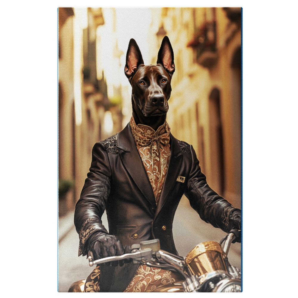  Tablou Canvas Personalizat Motociclist Elegant Pe Motor Vintage Din AurMarime 40x25CM [1]