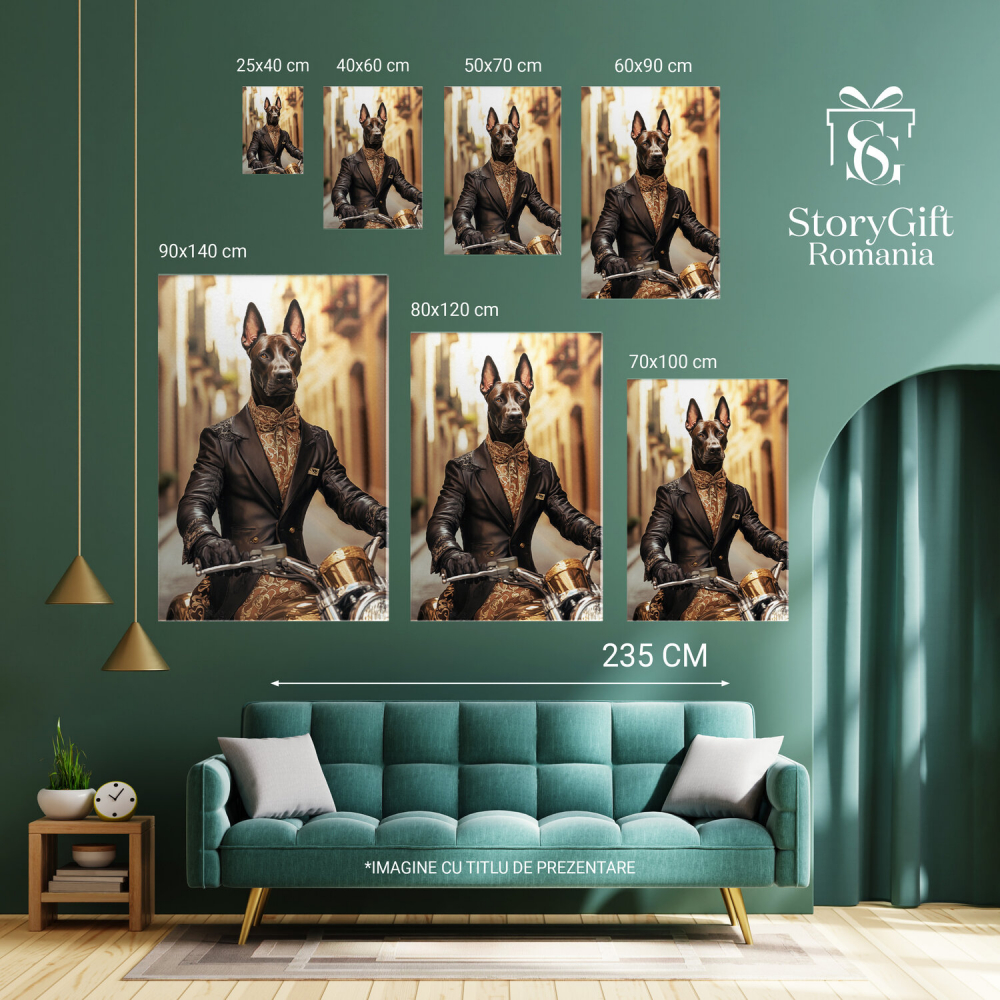  Tablou Canvas Personalizat Motociclist Elegant Pe Motor Vintage Din AurMarime 40x25CM [6]