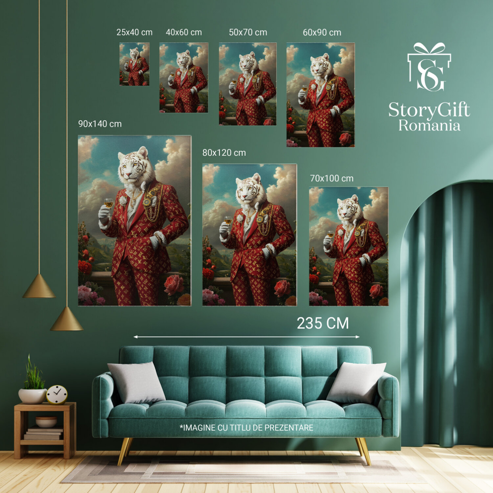  Tablou Canvas Personalizat Costum Regal Roșu Cu Detalii AuriiMarime 40x25CM [6]