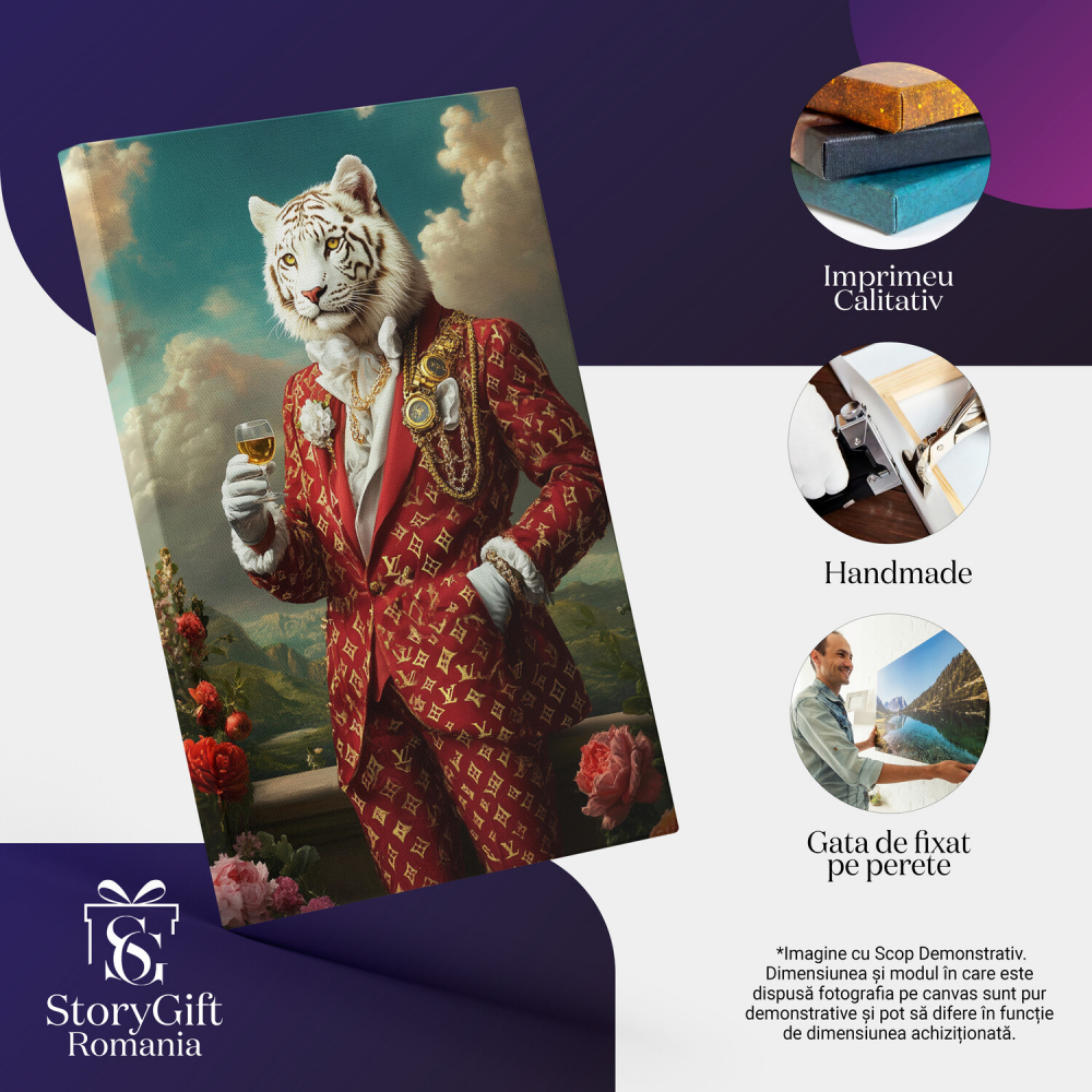  Tablou Canvas Personalizat Costum Regal Roșu Cu Detalii AuriiMarime 40x25CM [4]