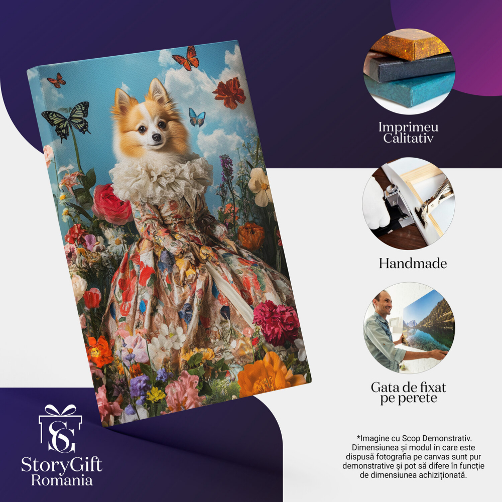 Tablou Canvas Personalizat - Animal în Ținută Aristocrată cu Flori Vibrante
Marime 40x25CM [4]