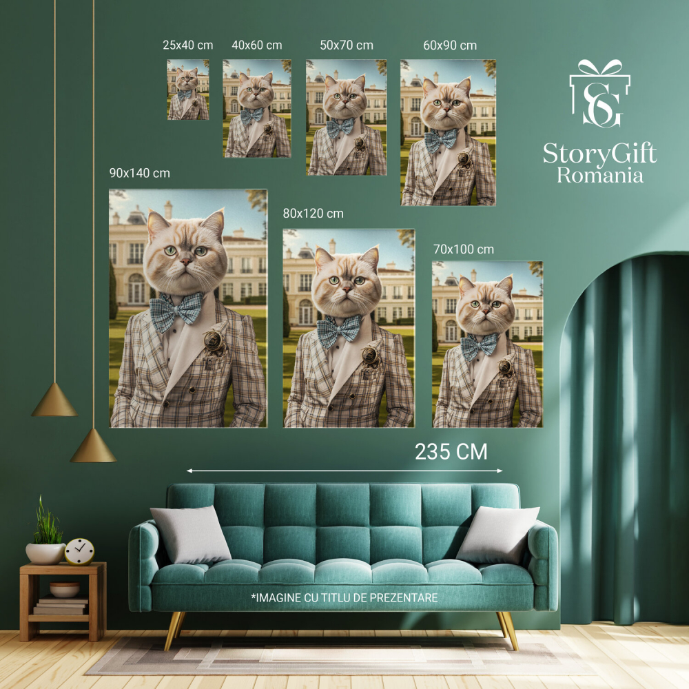 Tablou Canvas Personalizat Costum Aristocrat Cu Papion MasivMarime 40x25CM [6]