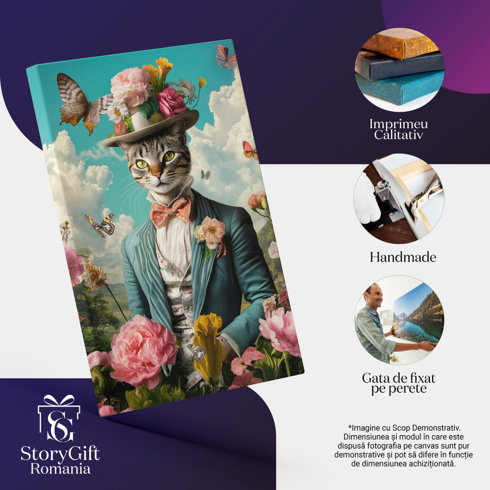 Ținută Masculină cu Palarie Inaltă și Detalii Florale ColorateMarime 40x25CM [4]