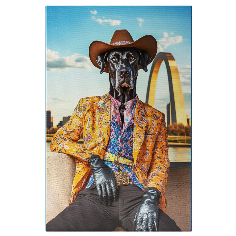 Tablou Canvas Personalizat - Animal în Ținută Cowboy cu Detalii Florale
Marime 40x25CM [1]