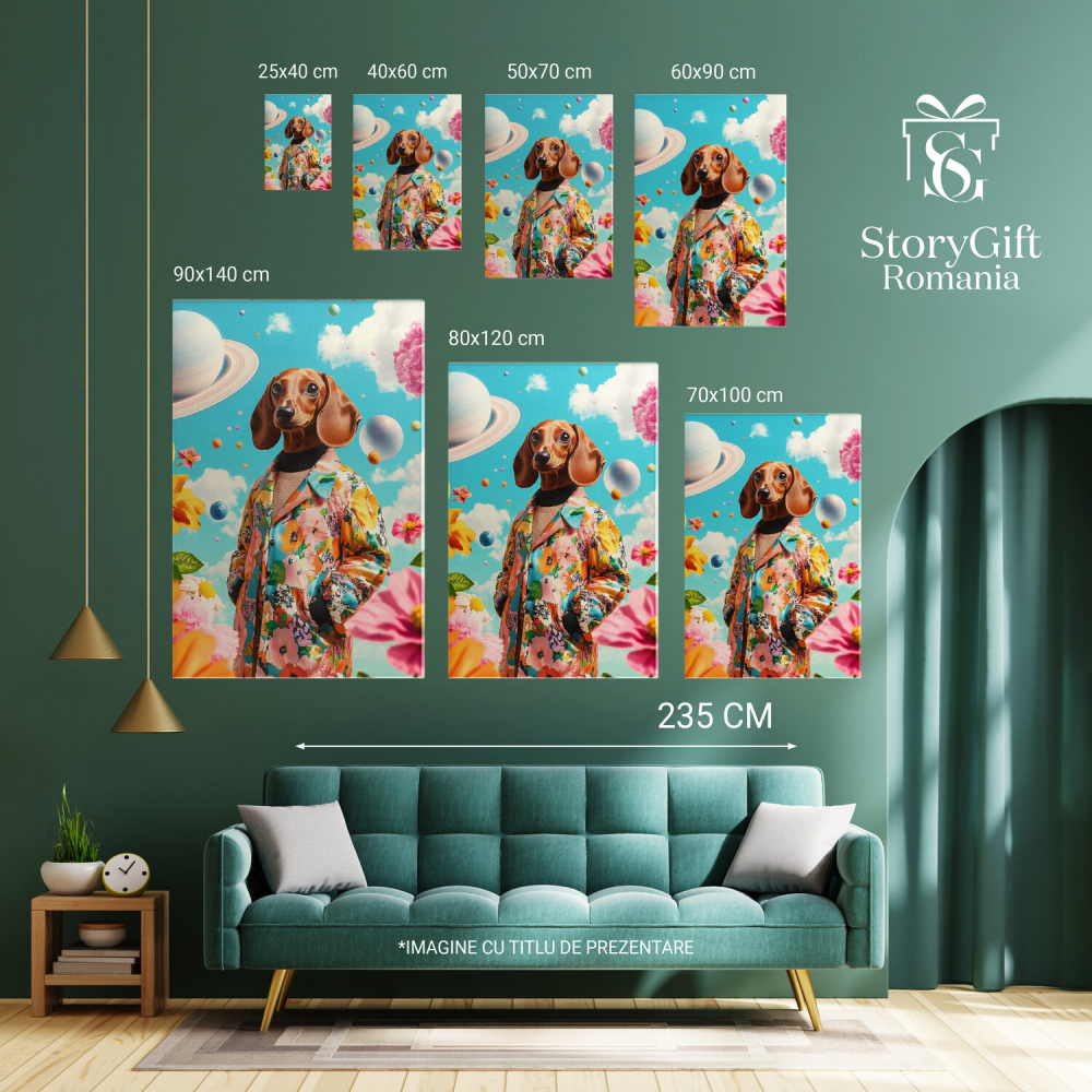 Ținută Modernă cu Pelerină Colorată și Detalii FloraleMarime 70x50CM [6]