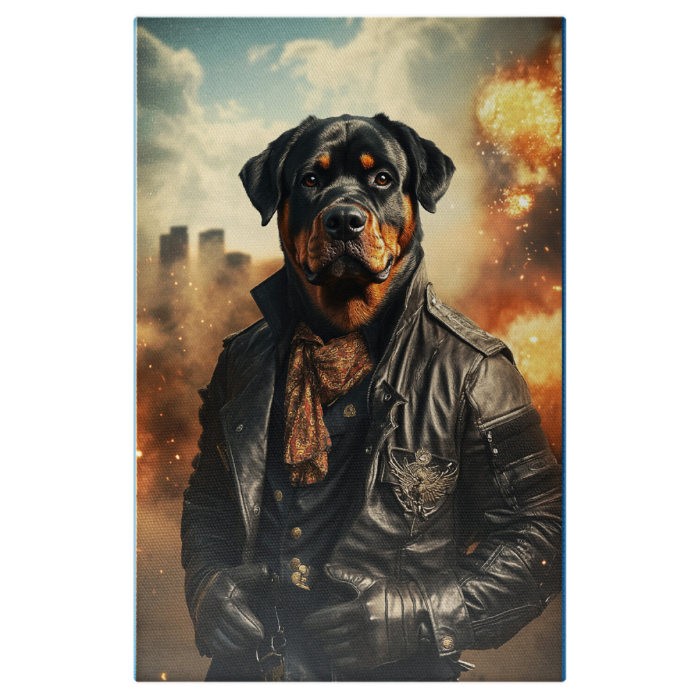  Tablou Canvas Personalizat Ținută Motociclist Cu Jachetă De Piele Și Eșarfă PortocalieMarime 40x25CM [1]