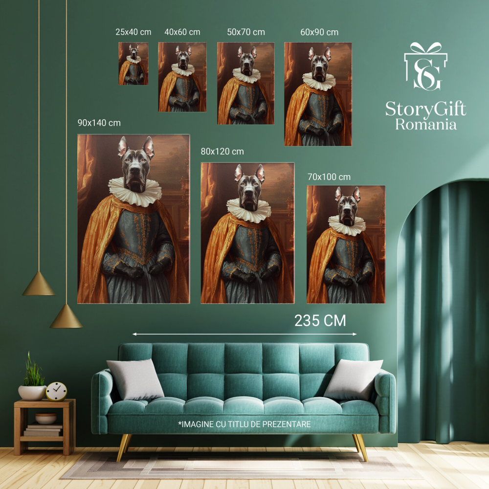  Tablou Canvas Personalizat Ținută Regală Aristrocrată Cu Rochie AlbastrăMarime 40x25CM [6]