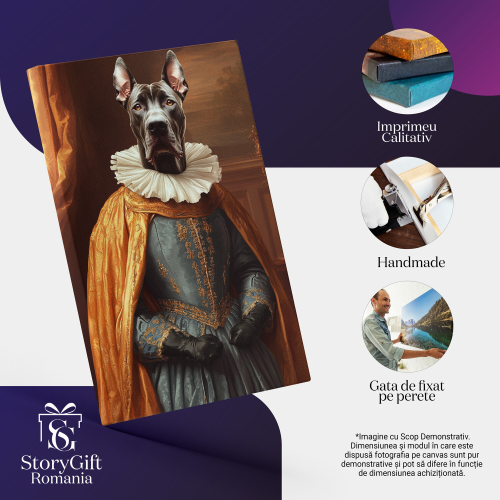  Tablou Canvas Personalizat Ținută Regală Aristrocrată Cu Rochie AlbastrăMarime 40x25CM [4]