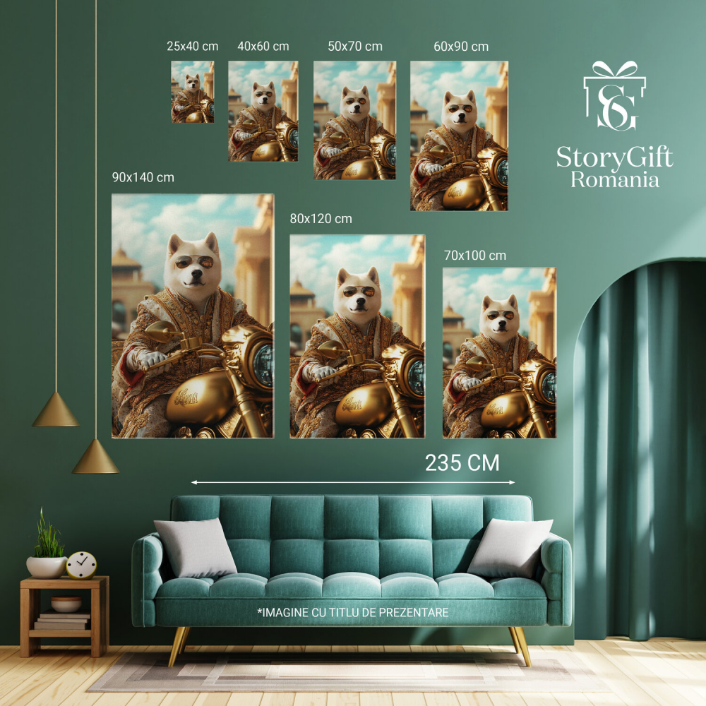  Tablou Canvas Personalizat Motociclist Regal Cu Motocicletă AurieMarime 40x25CM [6]