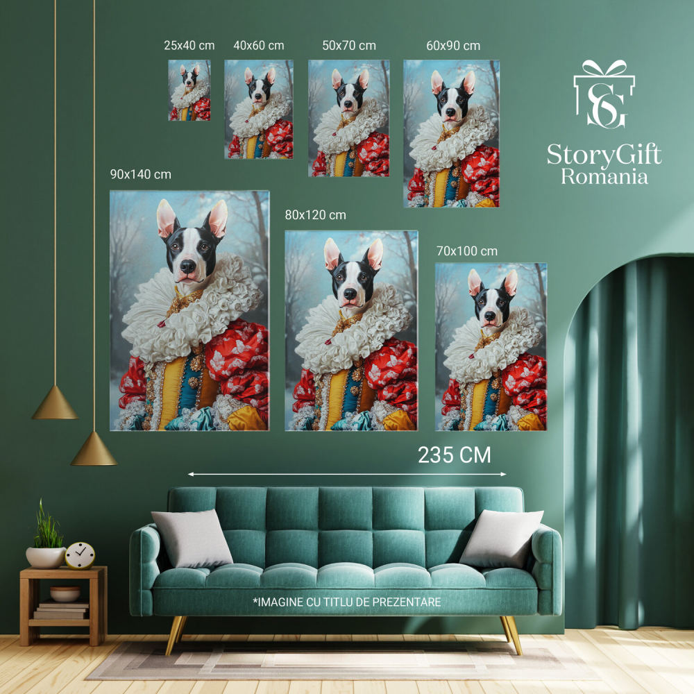  Tablou Canvas Personalizat Bufon Regal În Pădurea Cu Zăpadă Și Detalii Din AurMarime 70x50CM [6]