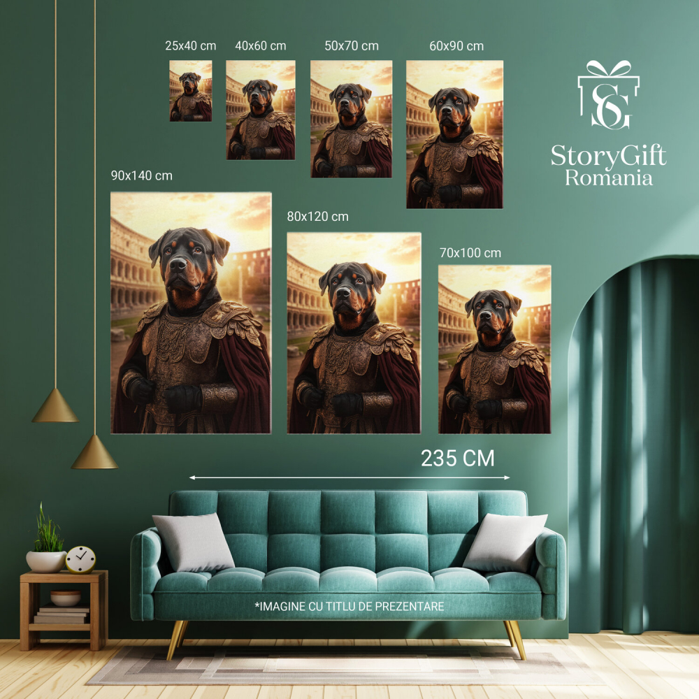  Tablou Canvas Personalizat Cavaler Regal Cu Armură De Aur În Fața AteneuluiMarime 40x25CM [6]