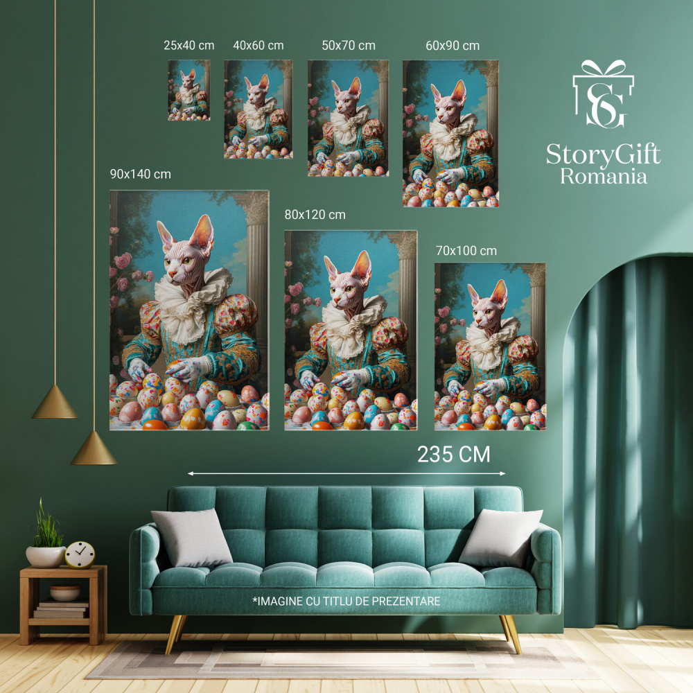  Tablou Canvas Personalizat Regal De Paște Cu Guler Ruff Și Oua ColorateMarime 40x25CM [6]