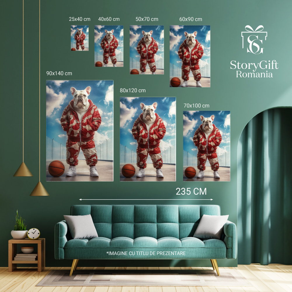  Tablou Canvas Personalizat Sportiv Pe Teren De Baschet În Ținută RoșieMarime 40x25CM [6]
