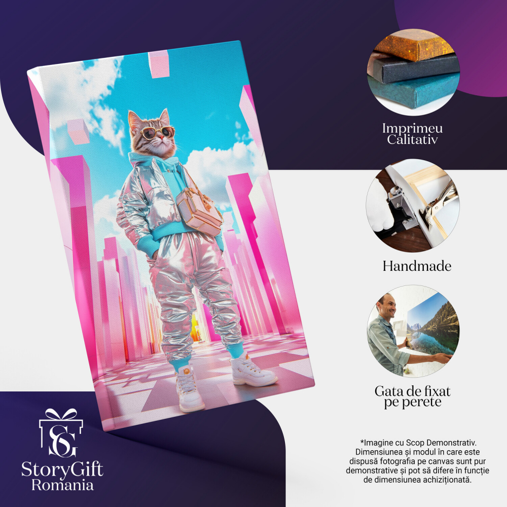 Tablou Canvas Personalizat - Animal în Ținută Stradală Modernă cu Forme Geometrice
Marime 40x25CM [4]