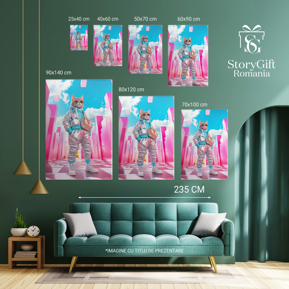 Tablou Canvas Personalizat - Animal în Ținută Stradală Modernă cu Forme Geometrice
Marime 40x25CM [6]