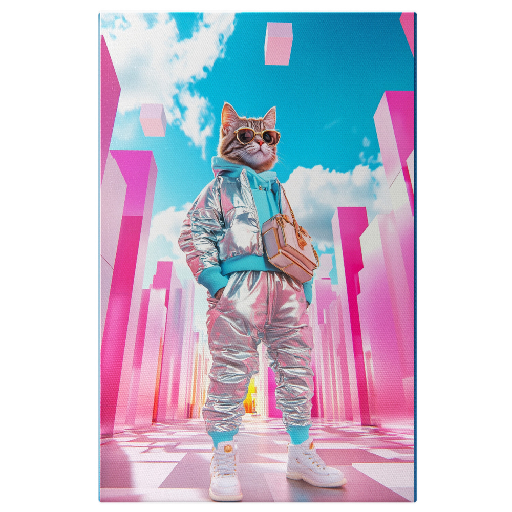 Tablou Canvas Personalizat - Animal în Ținută Stradală Modernă cu Forme Geometrice
Marime 40x25CM [1]