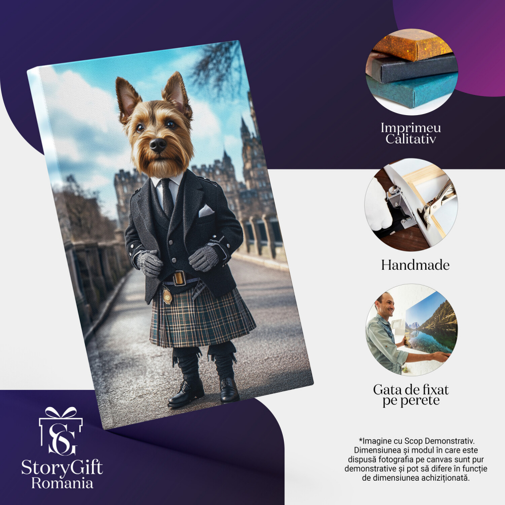 Tablou Canvas Personalizat Kilt Tradițional Cu Sacou Negru În Castel InterbelicMarime 100x70CM [4]