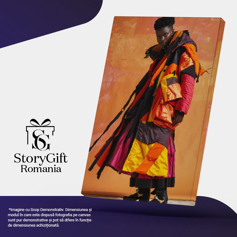 Tablou Canvas Tip abstract de geacă colorată pe un model - Fundal cu perete portocaliu  , Pictura Digitala 40x25CM [5]