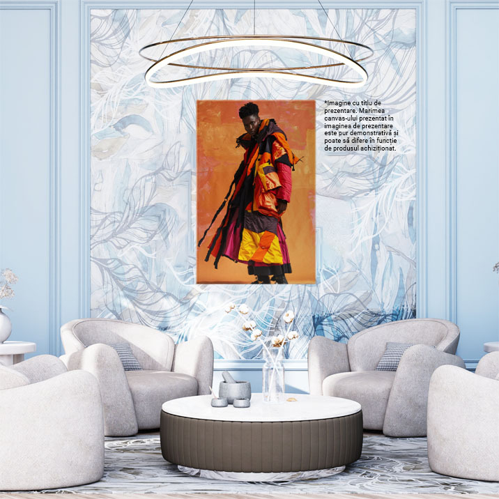 Tablou Canvas Tip abstract de geacă colorată pe un model - Fundal cu perete portocaliu  , Pictura Digitala 40x25CM [2]