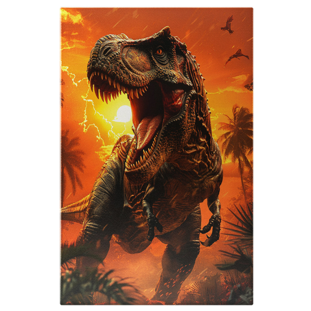 Tablou Canvas Tiranozaur Fioros la Apus, Marime 40x25CM [1]