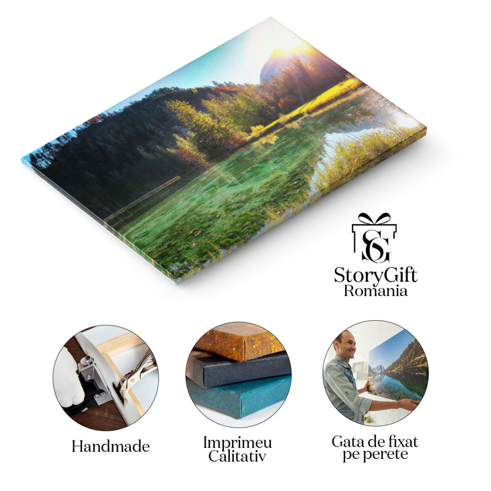 Tablou Canvas Toamna la Lacul Schiederweiher, Alpii natura, toamna, lac, Alpi, peisaj. 948 40x25CM [2]