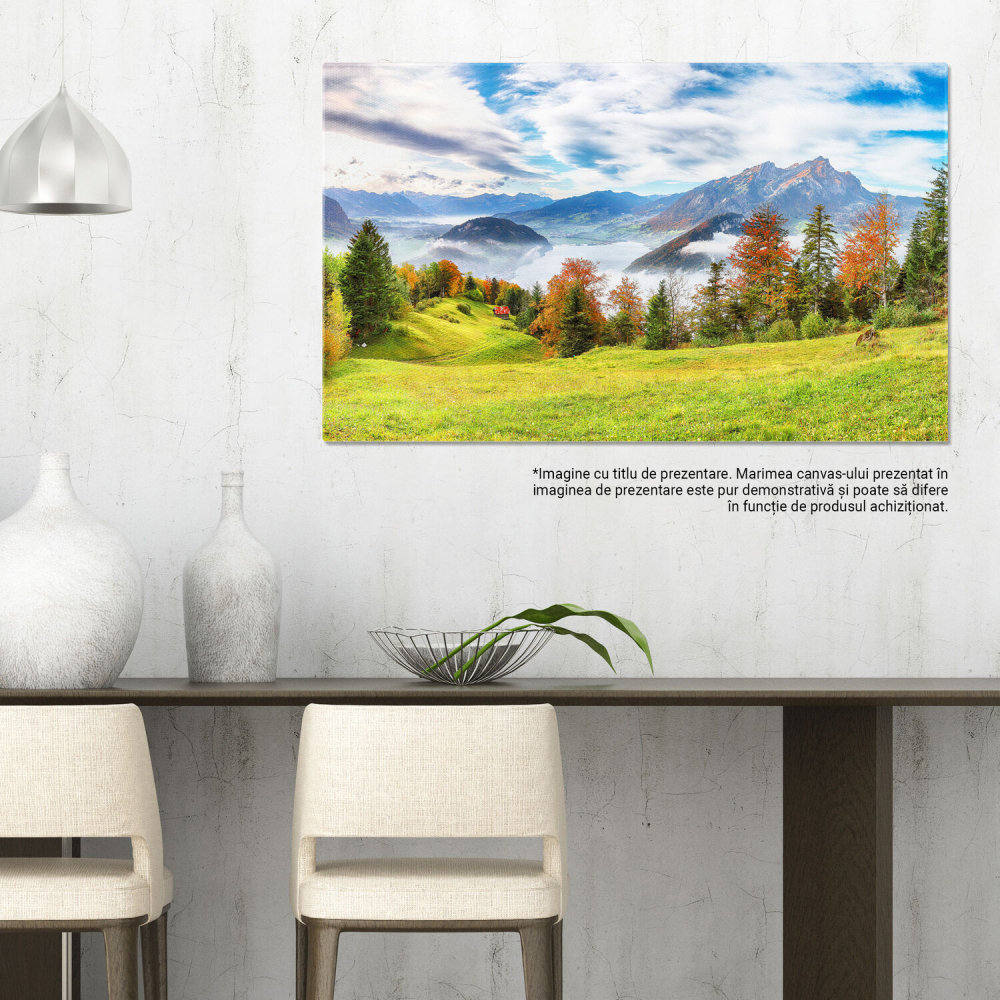 Toamna Uimitoare în Suburbia Stansstad, Elveția – Tablou Canvas, Marime 40x25CM [3]