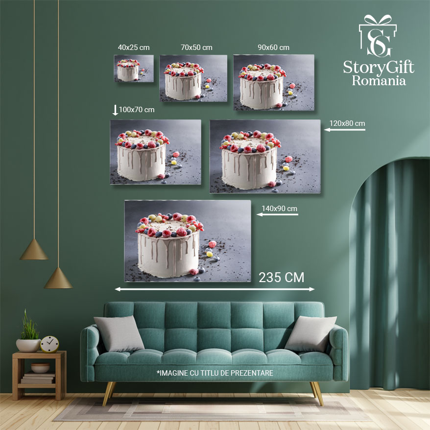 Tablou Canvas Tort Facut in Casa si Dulce cu Boabe de Cafea si Fructe de Padure  O Deliciu Cu Crema, Fructe si Decorat Cu Boabe de Cafea 40x25CM [5]