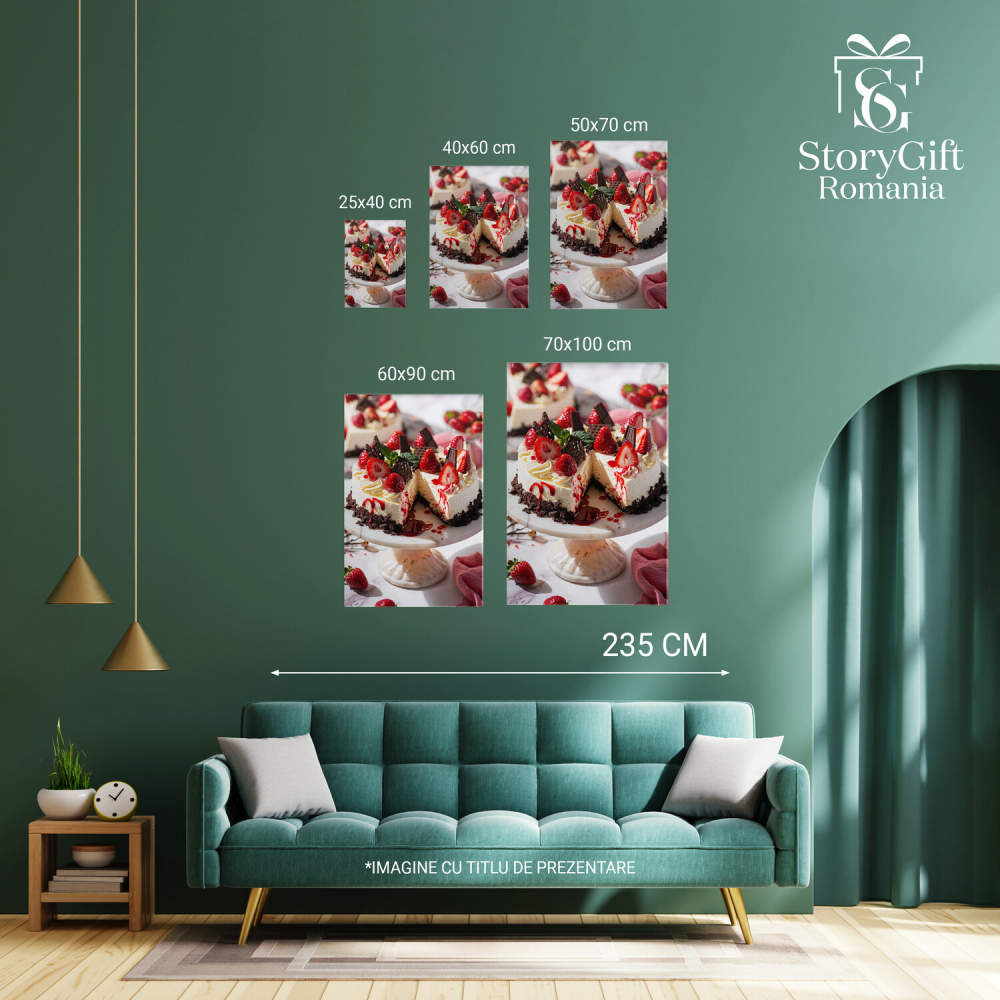 Tablou Canvas Tort cu Bezea și Căpșuni - Dulciuri Delicioase pentru Pofticioși, Marime 40x25CM [4]