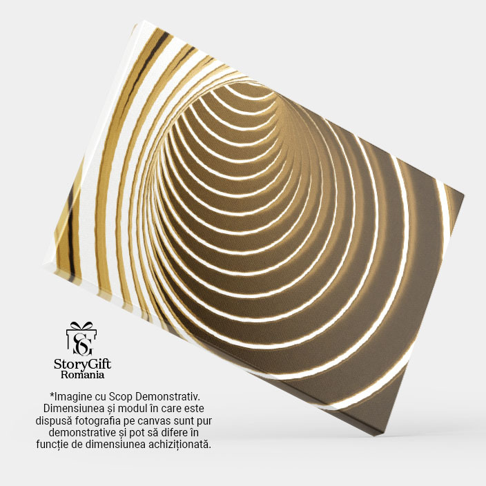 Tablou Canvas: Tunel circular cu lumină albă și nuanțe aurii - Tobogan luminat 40x25CM [4]