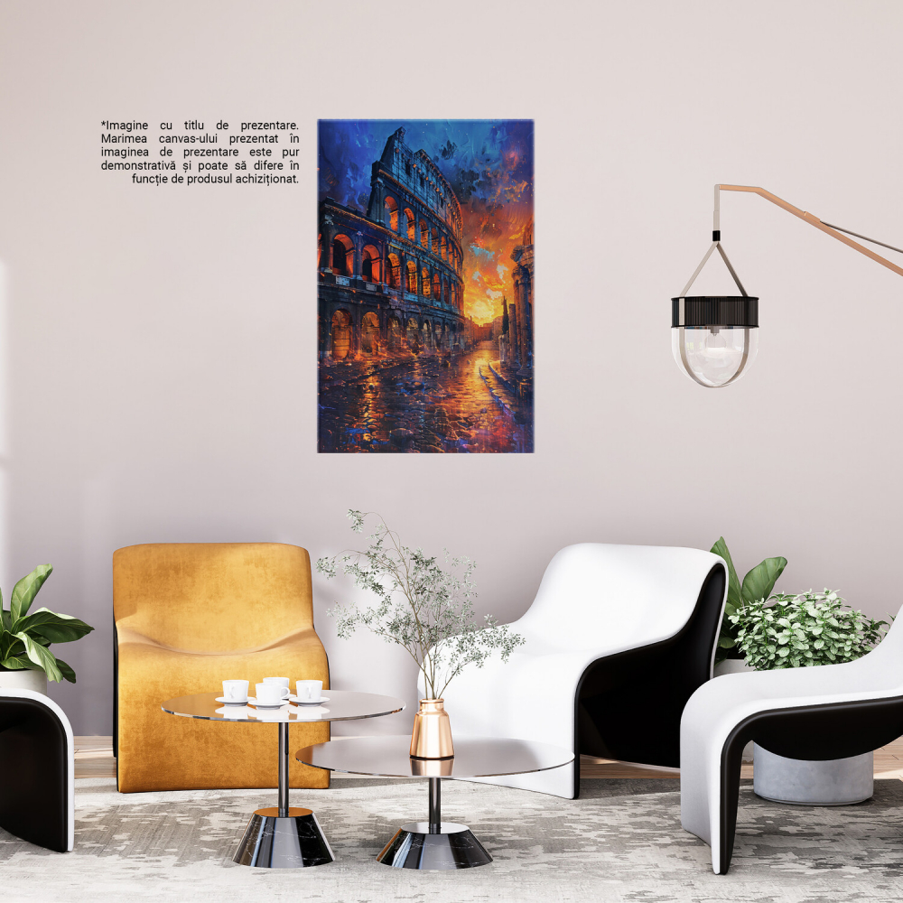 Colosseum Pictat în Ulei cu Tonuri Calde - Turism Roma, Marime 40x25CM [2]