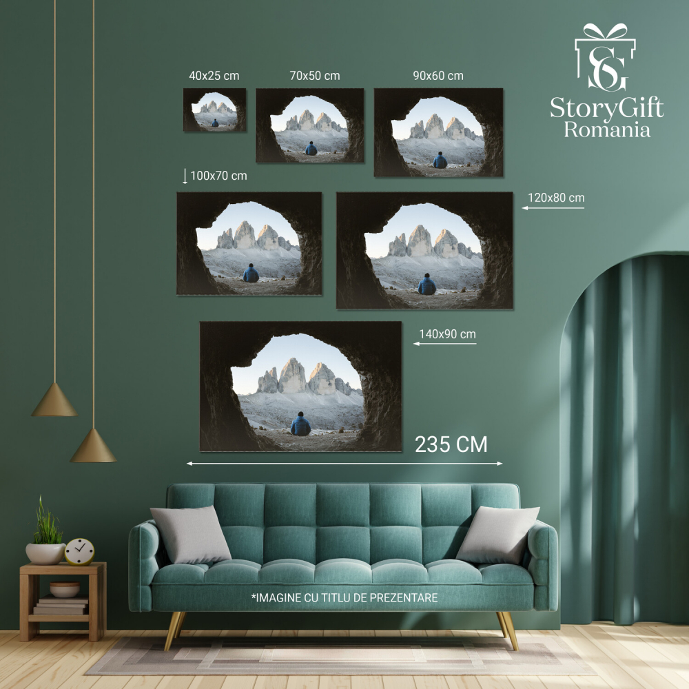 Turist Singuratic în Peștera de Munte: O Evadare în Dolomiți, Marime 40x25CM [4]