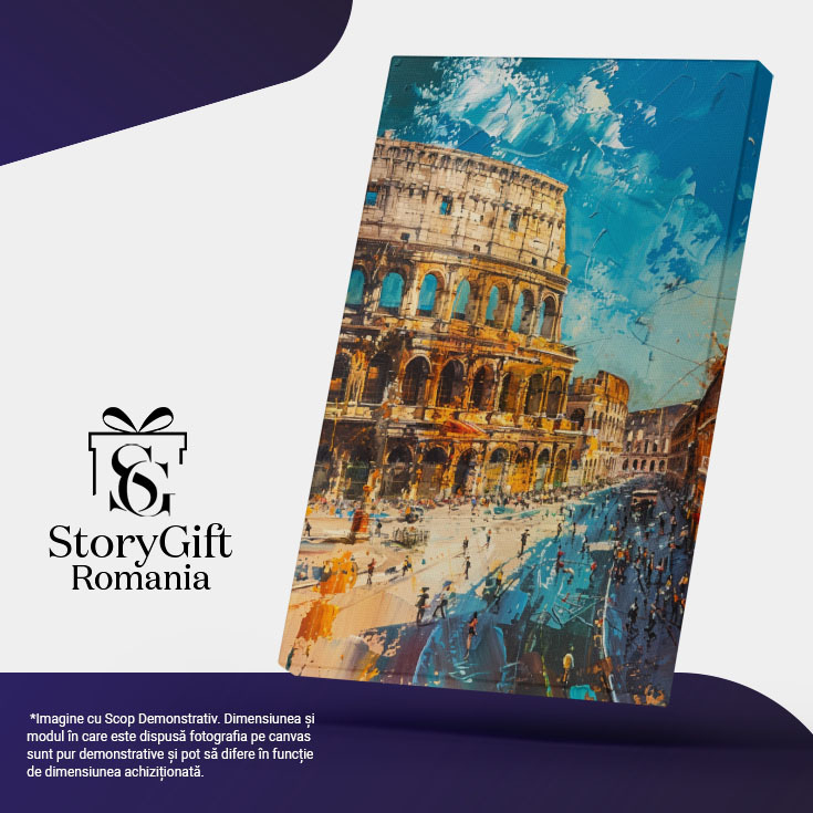 Tablou Canvas: Turiștii la Colosseum Dorința de Apropiere de Locurile Istorice Nemuritoare Pictura Digitala 40x25CM [5]