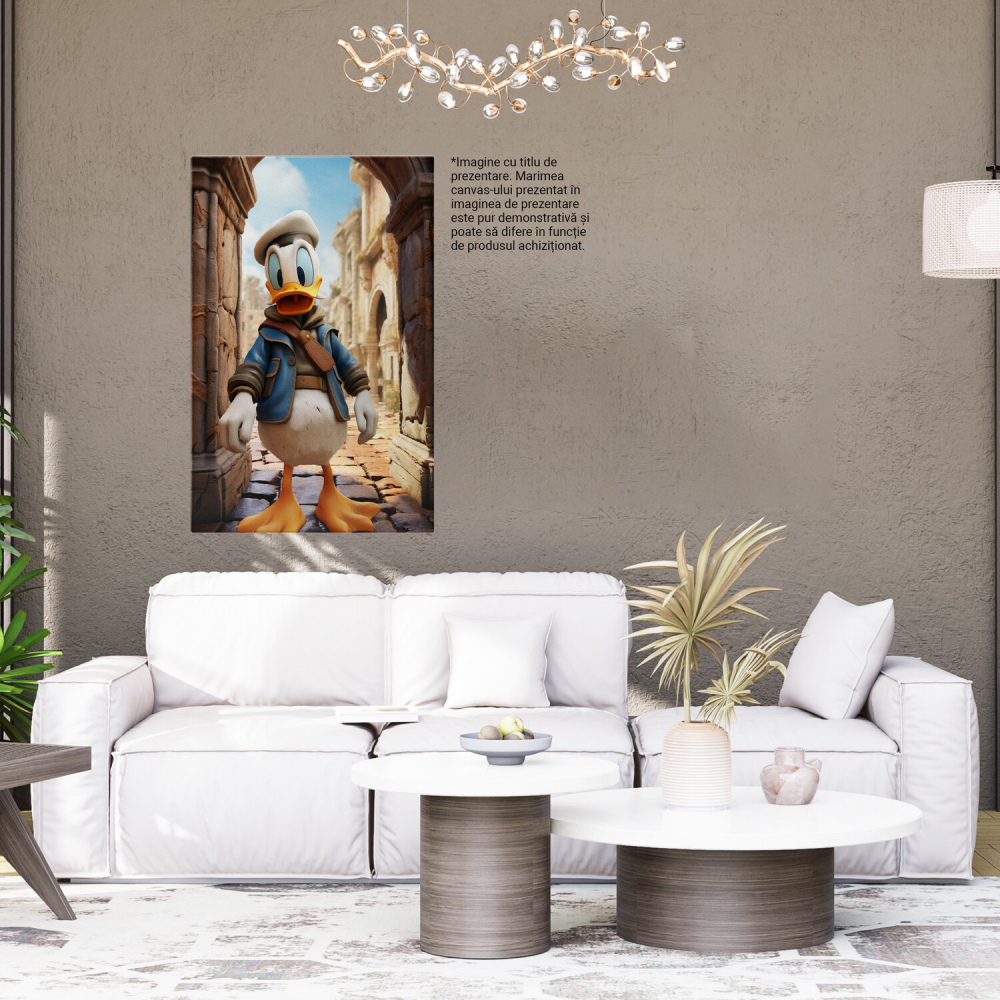 Donald Duck, Turistul Aventuros cu Vesta Albastră în Fața Clădirilor Antice, Marime 40x25CM [4]