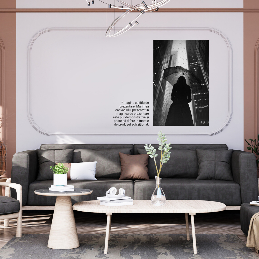 Tabloul canvas cu umbra femeii cu umbrelă și clădiri înalte, Marime 40x25CM [4]