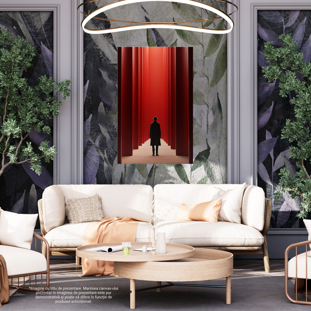 Tablou Canvas Bărbat în Tunel Roșu | Pictură Digitală Abstractă, Marime 40x25CM [4]