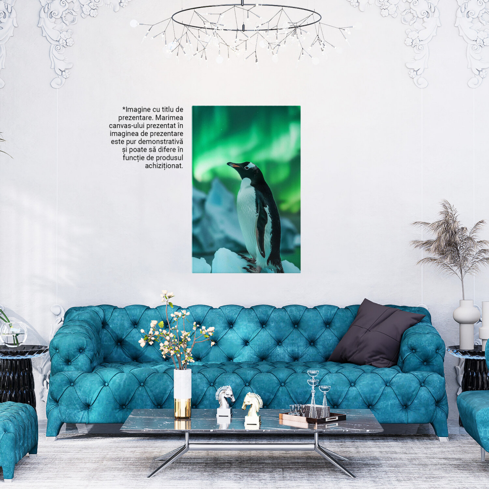 Pinguin și Aurora Boreală - Priveliste Spectaculoasă în Artă Digitală, Marime 40x25CM [4]