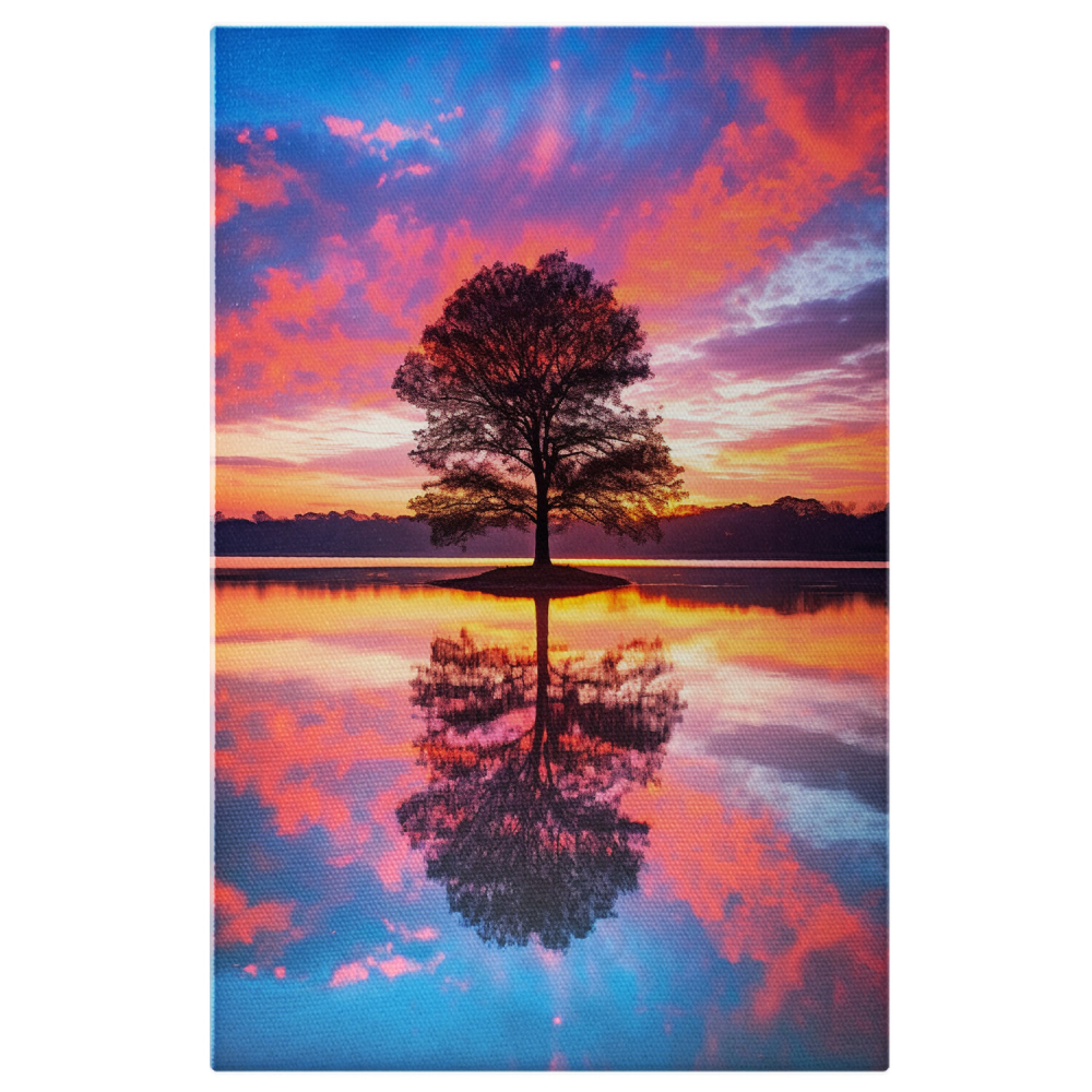 Pom Inconjurat de Apă la Apus - Tablou Canvas, Marime 40x25CM [1]