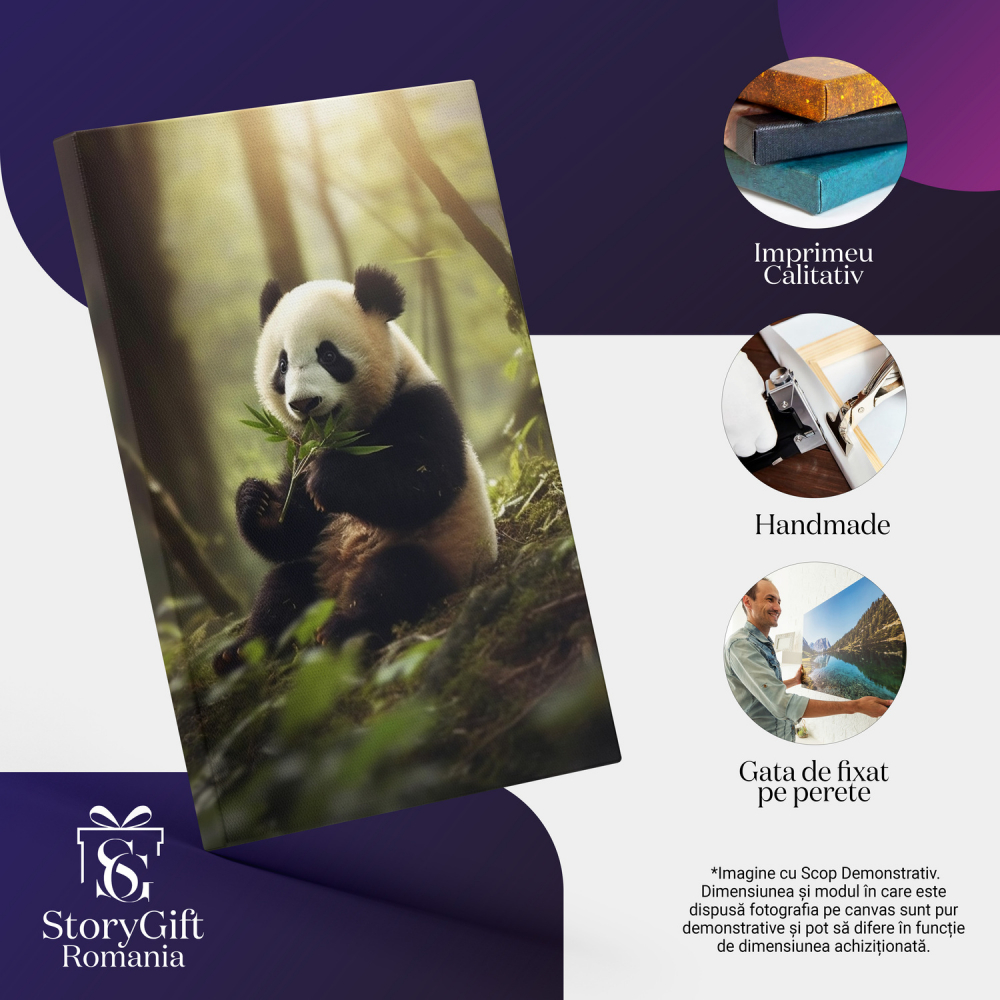Tablou Canvas Pui de Urs Panda | Pictură Digitală în Natură, Marime 40x25CM [2]