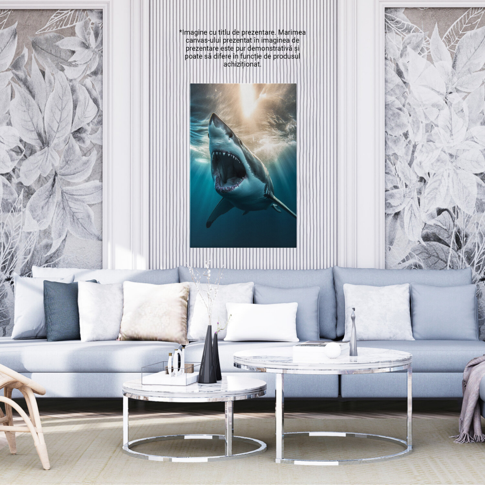 Tablou Canvas Rechin Feroce Aproape de Suprafață | Artă Digitală, Marime 40x25CM [4]