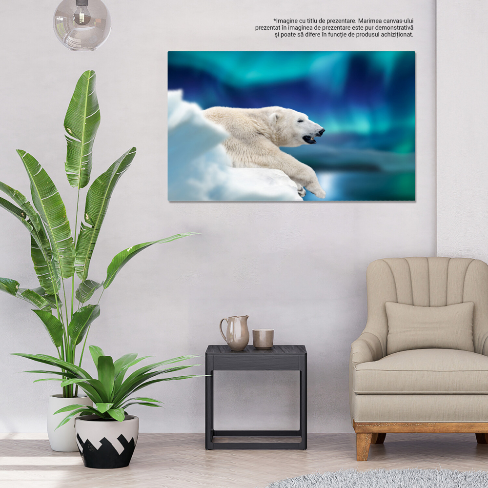 Urs Polar în Arctica Nordică - Față de Gheață, Marime 40x25CM [3]