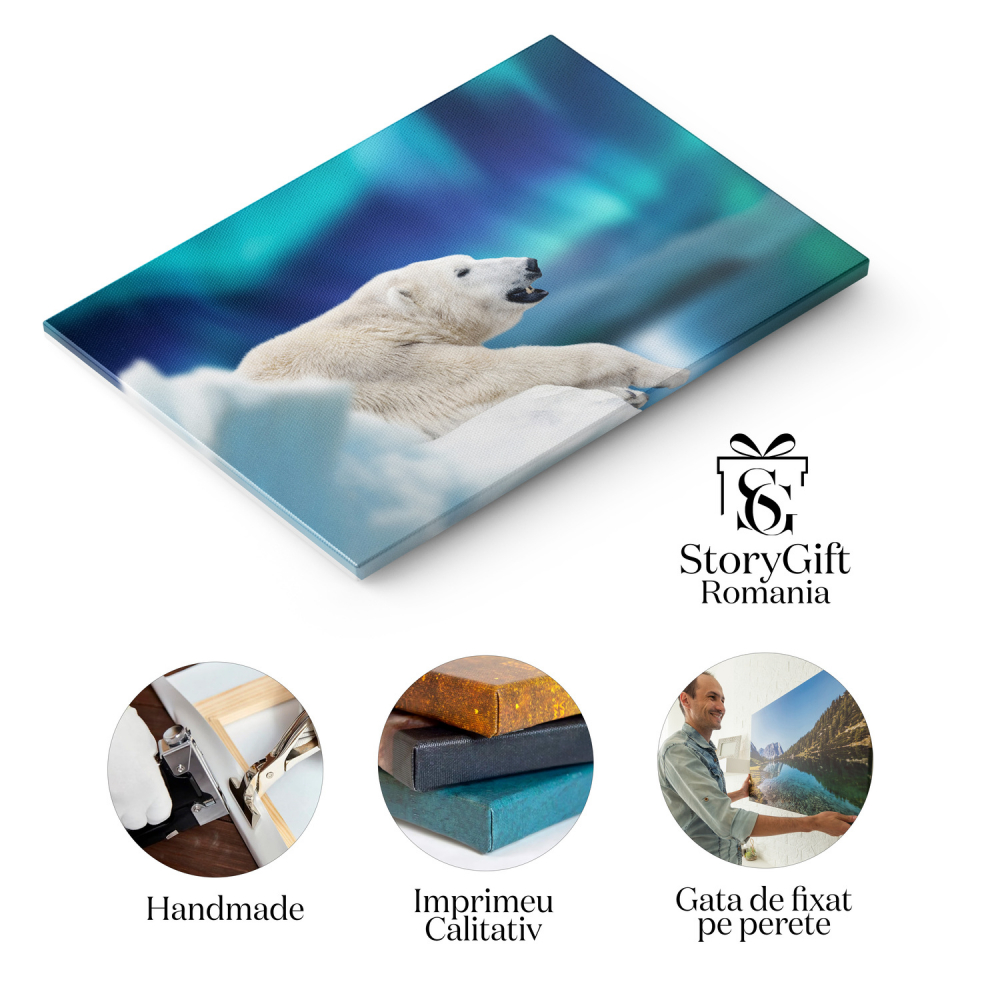 Urs Polar în Arctica Nordică - Față de Gheață, Marime 40x25CM [2]