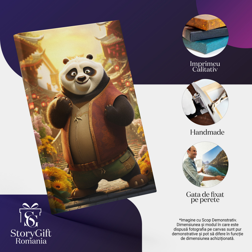 Urs Panda Pregătit de Kung Fu lângă Templele Chinezești în Costum Tradițional, Marime 40x25CM [2]